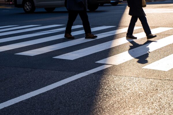 Crosswalk accident. Pedestrian walk crossing - Stock